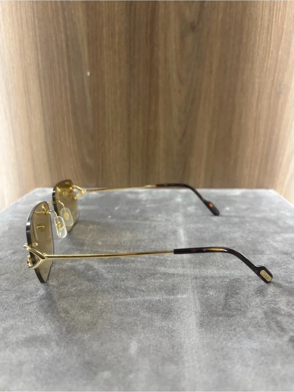 Cartier CT0330S 005 Rimless Gold Brown Gradient Sunglasses 59-19-145 w/ Case